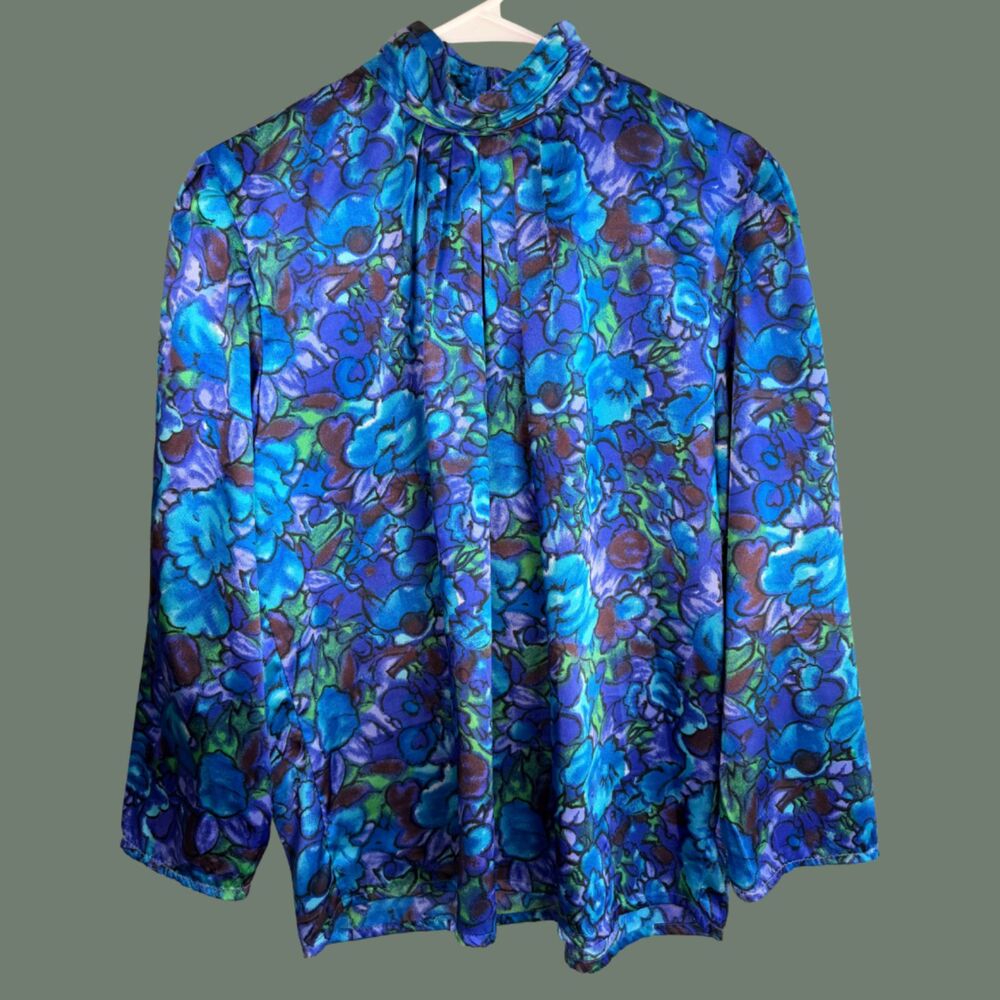 Vintage 80s Impressions of California Mock Neck Blouse